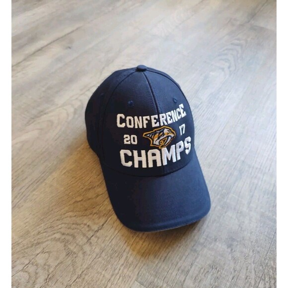 Nashville Predators 2017 Conference Champions Dark Blue Hat Snapback Hockey NHL - Picture 8 of 8